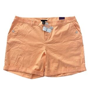 NWT Lane Bryant Boyfriend Chino Shorts Plus Size 24 Orange Stretch Casual Summer